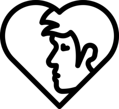 Man In A Heart Stencil Svg Design File, Free Vectors File